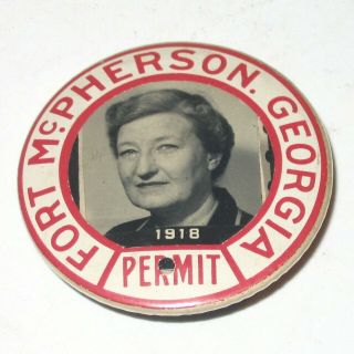 Ww2 Era Fort Mcpherson Ga Civilian Employee Id Photo Badge W Woman Worker