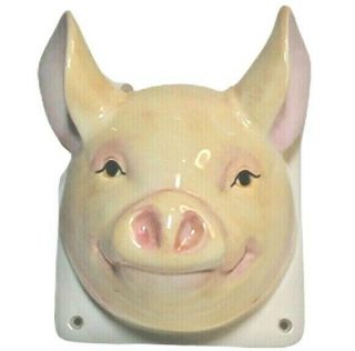 Pig Head Wall Art Decor Piglet Ceramic Porcelain 3d Plaque Wall Hanging Vintage