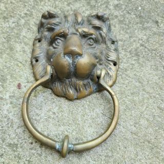 Vintage Antique Brass Lion Head Door Knocker