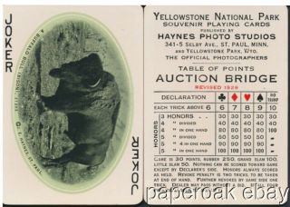 1926 Yellowstone National Park Playing Cards By Haynes Photo Studio