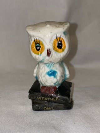 Vintage Ceramic Weather Owl On Book Stack Figure 1970 