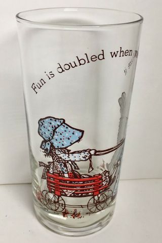 Vtg 1978 Holly Hobbie Glass Cup American Greetings Fun Is Doubled When You Share
