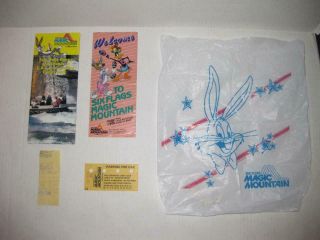 Six Flags Magic Mountain 1987 Map Guide Brochure Bag Admission & Parking Ticket