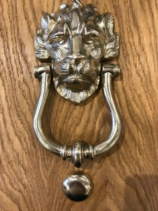 Large Antique Cast Brass Decorative Lion Head Door Knocker