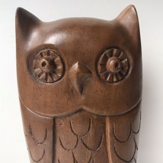 Retro Vintage Hand Carved Solid Wooden Owl Sculpture Figurine Bird Statue 10 