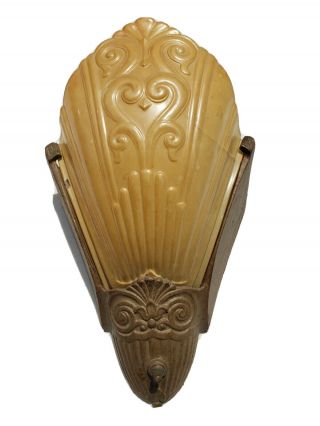 Art Deco Cast Iron Slip Shade Wall Scone Lamp Light