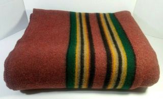 Vintage Pendleton Wool & Cotton Camp Blanket Stripes 66x84 Made In Usa