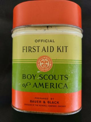 Official First Aid Kit Boy Scouts Of America Bsa 1932 Litho Tin Bauer & Black