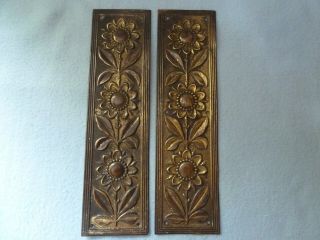 Vintage Aesthetic Movement Door Finger Plates Flowers And Leaves Design