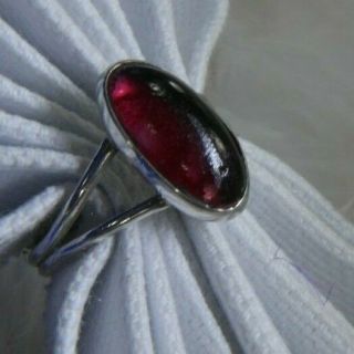 Vintage Ruby 1/2 " 0.  925 Sterling Silver Band Ring Size 7