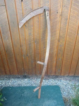 Vintage Antique 55 " Long Scythe Hay Grain Sickle Farm Tool Blade Is 16 " Long