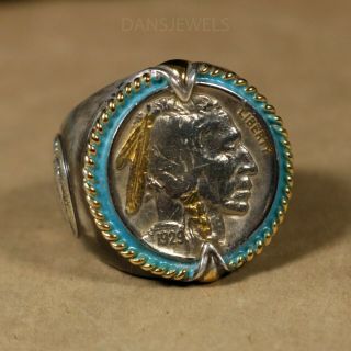 Vintage Pre - Owned Indian Head Nickel Honoring The American West Ring Size 10