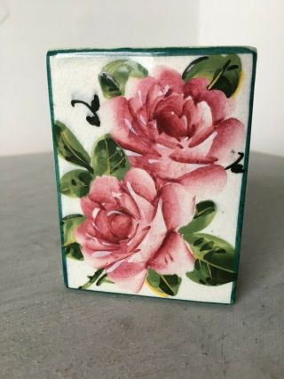 Vintage Wemyss Pottery Cabbage Rose Design Matchbox Case / Holder