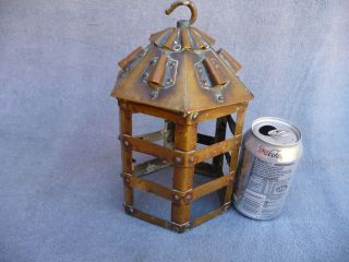 Antique Arts,  Crafts Brass Porch Lantern Pendent Architectural Detailed Project