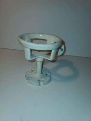 Antique Wall Mounted Cast Iron White Porcelain Cup Toothbrush Holder Vtg 74 - 18f