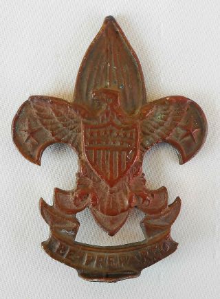 Vintage Bronze Boy Scouts Bsa Flag Pole Topper Be Prepared