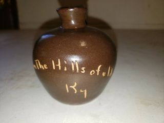 Vintage Miniature Whiskey Pottery Jug From The Hills Of Old Kentucky