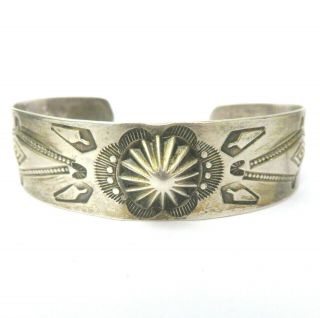 Early Vtg Antique Navajo Fred Harvey Coin Silver Sterling Cuff Bracelet Nr
