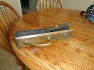 Vintage Art Deco Brass Penn Entry Door Set Pull Handle Plate Lock Corbin W/key