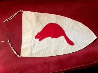 Vintage 1950’s Boy Scouts Bsa Patrol Red & White Beaver Flag/banner