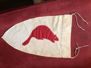 VINTAGE 1950’s BOY SCOUTS BSA PATROL RED & WHITE BEAVER FLAG/BANNER 2