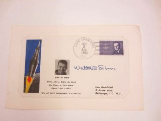 1962 Walter " Wally " Schirra Signed First Day Cover Nasa Stamp Space Shuttle