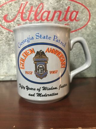 Vintage Georgia State Patrol Golden Anniversary Police Glass Mug Cup 1937 - 1987