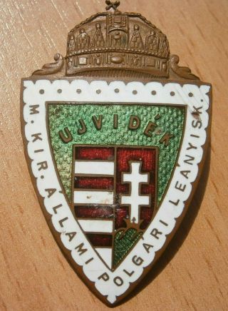 Hungary Ujvidek Novi Sad Serbia Wwi Wwii Era School Badge Insignia Medal