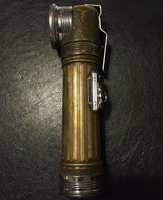 Vintage Boy Scouts Flashlight Olive Drab Green And Brass Right Angle Ca.  1927