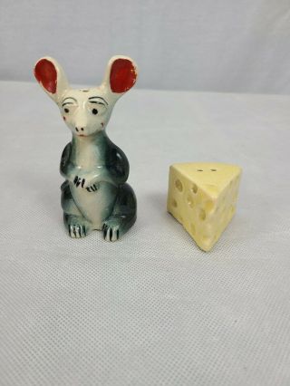 Vintage Anthropomorphic Mouse Rat Cheese Animal Salt And Pepper Shakers