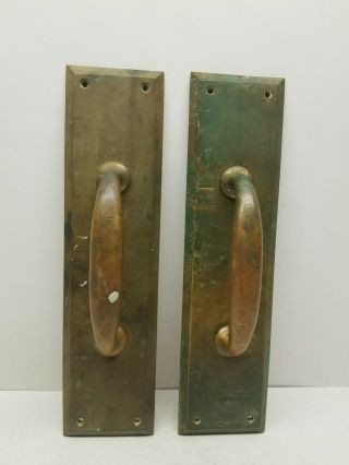2 Vintage Large Brass Door Handle Or Pull Use On Sliding Door Patina Industrial