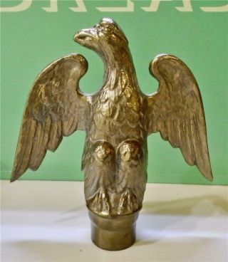 Old Eagle Brass Finial Flag Pole Topper Spread Wing Figural American Screw On