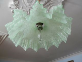 Vintage Antique French Mottled Glass Frilly Ceiling Light Shade Pendant