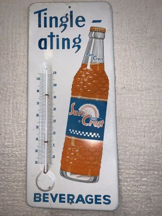 Vtg Advertising Thermometer Tingle - Ating Sun Crest Beverages,  Pop Soda,