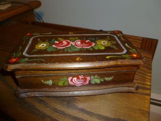 Vintage Hand Painted,  Wood Music Jewelry Box (made In Austria) Lovely Song