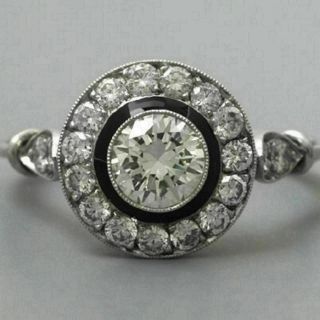 Art Deco Vintage Engagement Wedding Ring Sapphire Ring 1.  8 Ct Diamond 925 Silver