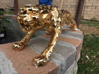 Golden Cheetah Statue Decrotative 2 Ft