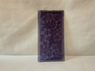 Addison Pressed Glass Window Pane Amethyst Color Floral 5x9.  5” Rare Stained