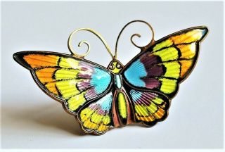 David - Andersen Norway Sterling 925 Guilloche Enamel Butterfly Brooch Pin