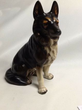 Porcelain Long Hair Shepard Dog Figurine - Japan