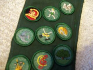 Vintage Girl Scout Sash With 7 Pins,  wings GS Patch & 26 Badges,  1950 ' s 3
