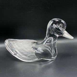 Glass Duck Figurine Vintage Crystal Mallard Bird Decoy Clear Sculpture Statue Uk
