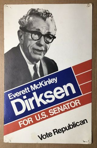 Vintage Everett Mckinley Dirksen For Us Senator Vote Republican Cardboard Poster