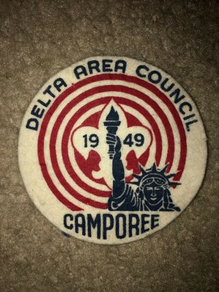 Boy Scout Delta Area Council Mississippi 1949 Statue Liberty Arm Camp Felt Patch
