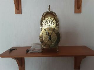 Large Vintage French Movement Brass Lantern Clock 12in High
