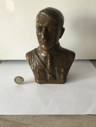 Vintage Bronze Adolf Hitler Bust Signed