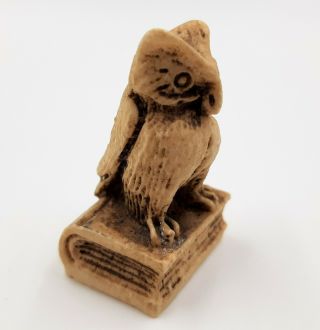 Miniature Owl Figurine Sitting On A Tiny Book 1.  75in Tall