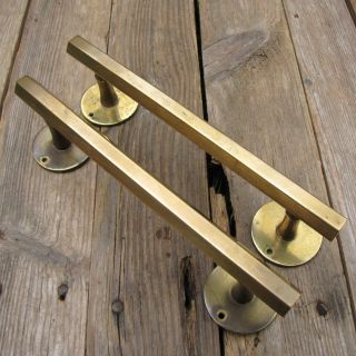 Vintage Solid Brass Hexagonal Door Pull Handles 8 "
