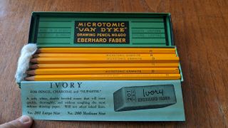Vintage NOS Eberhard Faber Van Dyke Microtomic Pencils 600 - B Presharpened Box 12 2