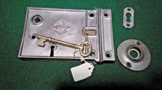Vintage Russell & Erwin Rim Lock W/key & Keeper: Reconditioned - (11240)